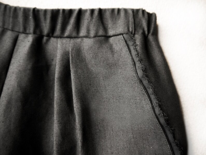 Dark Linen Trouser with Raw Edge Pocket