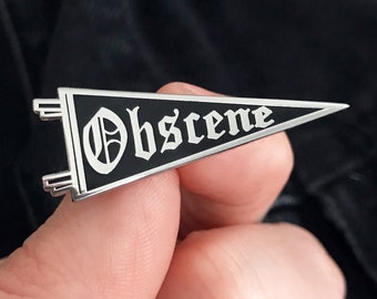 Pennant Enamel Pin / Life Club / Obscene Lapel Pin, Pins for jackets, pennants, pennant flag, american style pennant, black letter font