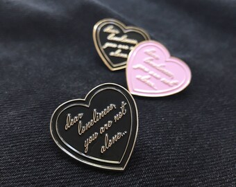 Soft Enamel Pin / Dear Loneliness / Life Club / Lapel Pins / Heart Pin / Cute Pins / Pink Pins / Heart Shaped Pin / Under 10