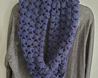 Sparkle navy blue cowl-crocheted blue infinity scarf