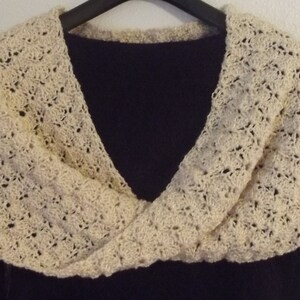 Mobius/Cowl- Aran with a splash of gold-infinity cowl-cream infinity cowl-infinity scarf