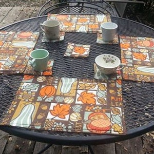 Placemats-fall decor-fall thanksgiving placemats-pumpkin, acorn, squash placemat-handmade quilted placemats-coffee station rug