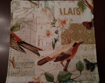 Mug rugs lightly quilted-bird, butterfly, lily mug rugs-bird, floral, plaid coaster