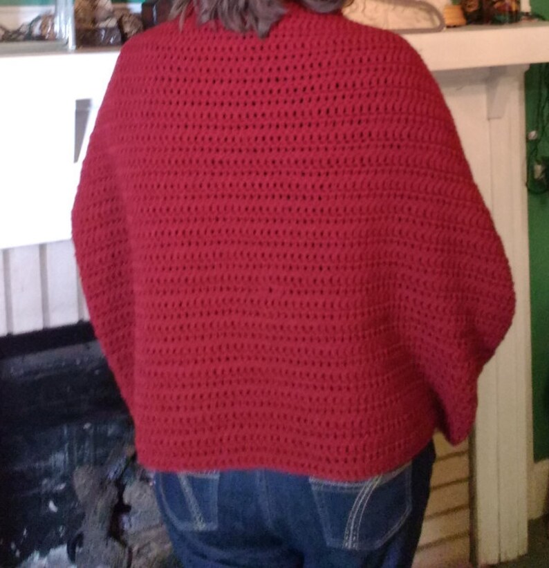 Shrug-crochet berry red shrug-handmade shrug large extra ...