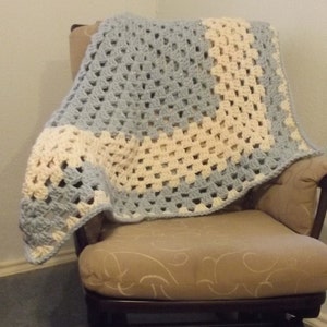 Afghan with a sparkle-thick yarn afghan-frozen color afghan-handmade wool afghan-granny square afghan