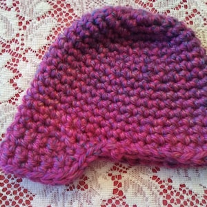 Girls pink, purple winter hat-handmade thick yarn crochet girls hat-crochet hat for 2-4 year old