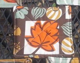 Mug rugs-fall decor-gift under 5-thanksgiving coasters-pumkin, acorn, squash coasters-brown, light teal, orange coasters-handmade coasters