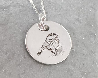 Chickadee Bird Necklace | Sterling Silver