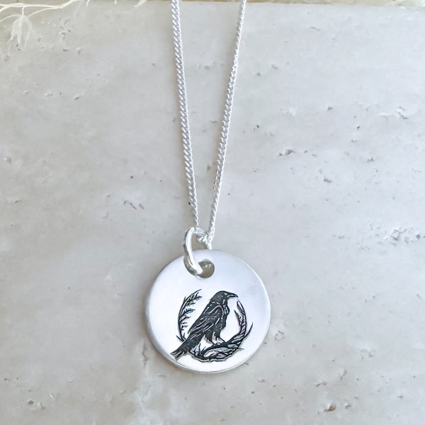 Raven Necklace | Sterling Silver | Bird Jewelry