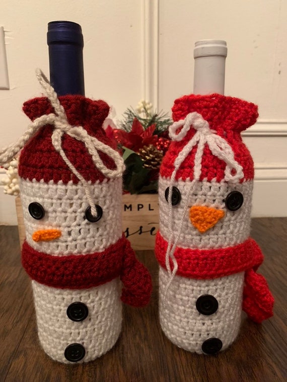Festive Crochet Wine Bottle Holders Christmas Wine Bottle Etsy