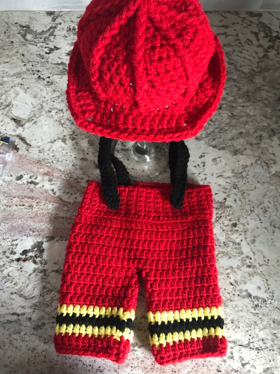 crochet baby firefighter outfit
