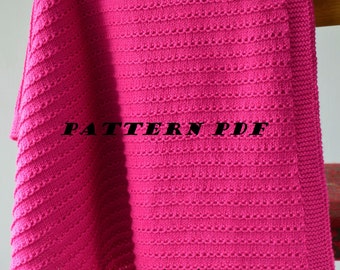 Knitting baby blanket PATTERN only in ENGLISH, written instructions with diagram