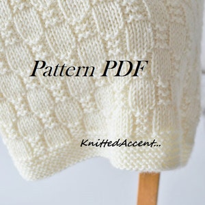 Easy Knit Baby Blanket PATTERN, only in ENGLISH, written instructions with diagram