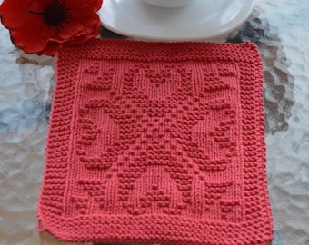 Knitting PATTERN dishcloth, only in ENGLISH, written instructions with diagram, patterns for beginners, easy to knit
