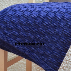Easy Knit Baby Blanket PATTERN, only in ENGLISH, written instructions with diagram.