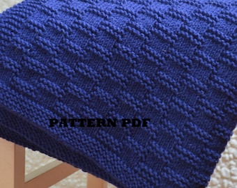 Easy Knit Baby Blanket PATTERN, only in ENGLISH, written instructions with diagram.