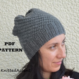 Knitted Slouchy Beanie - KNITTING PATTERN,  only in ENGLISH,written instructions with diagram.