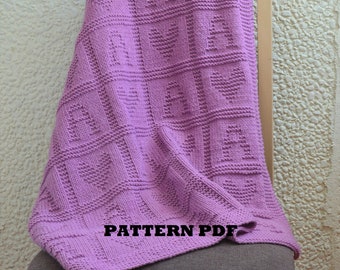 Baby Blanket PATTERN only in ENGLISH , Letter A, written instructions with diagram.