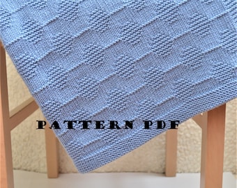 Knit baby blanket- KNITTING PATTERN, only in ENGLISH, written instructions with diagram