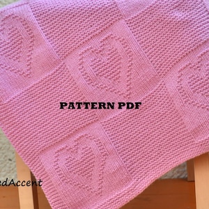 Easy Knit Baby Blanket PATTERN only in ENGLISH , written instructions with diagram.