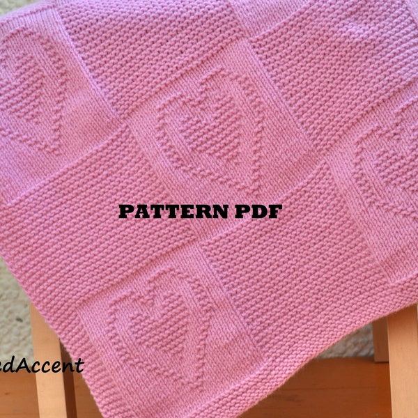 Easy Knit Baby Blanket PATTERN only in ENGLISH , written instructions with diagram.