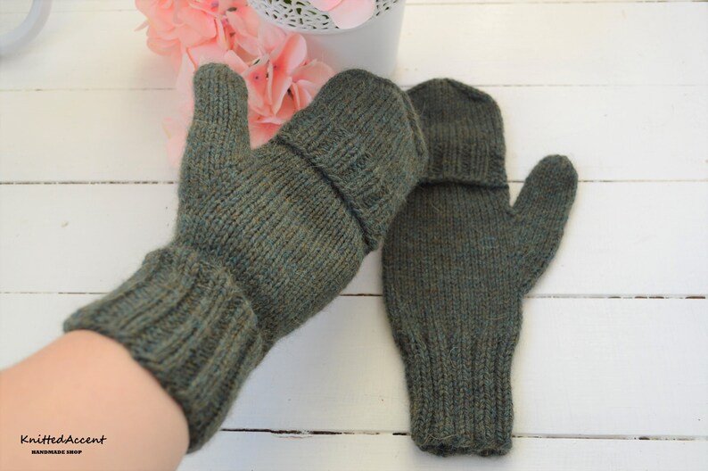 Knit Wool Convertible Mittens Men's Arm Warmers Natural Etsy
