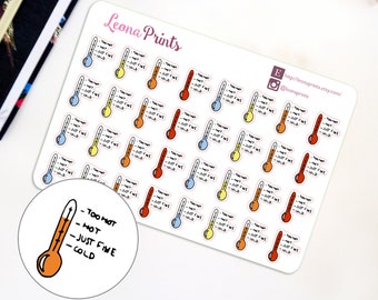 Temperature Planner Stickers | Stationery for Erin Condren, Filofax, Kikki K and scrapbooking