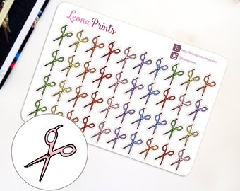 Rainbow Hair Scissors Planner Stickers | Stationery for Erin Condren, Filofax, Kikki K and scrapbooking