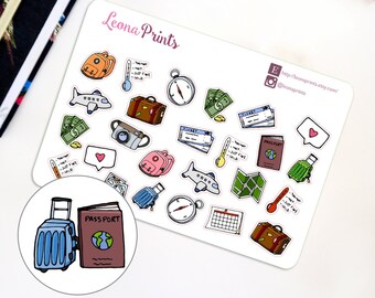 Travel Set Assorted Planner Stickers | Stationery for Erin Condren, Filofax, Kikki K and scrapbooking