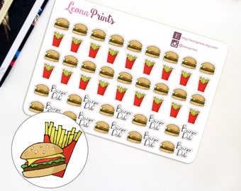 Burger Date Planner Stickers | Stationery for Erin Condren, Filofax, Kikki K and scrapbooking