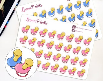 Baby Pacifier Boy/Girl Planner Stickers | Stationery for Erin Condren, Filofax, Kikki K and scrapbooking