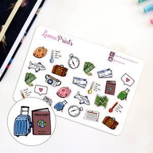 Travel Set Assorted Planner Stickers Stationery for Erin Condren, Filofax, Kikki K and scrapbooking image 1