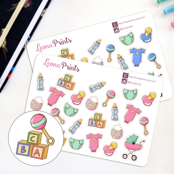 Baby Boy/Girl Set Assorted Planner Stickers | Stationery for Erin Condren, Filofax, Kikki K and scrapbooking