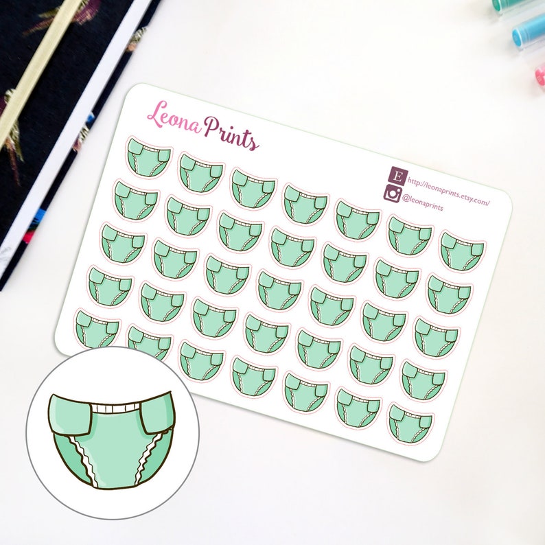 Baby Diaper Boy/Girl Planner Stickers Stationery for Erin Condren, Filofax, Kikki K and scrapbooking image 1