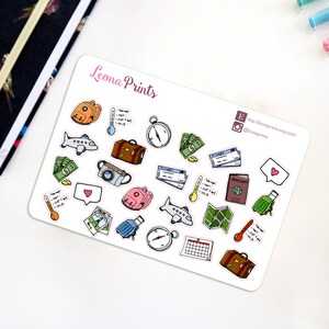 Travel Set Assorted Planner Stickers Stationery for Erin Condren, Filofax, Kikki K and scrapbooking image 2