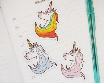 Rainbow Unicorn Die Cut Stickers - Set of 3 | Stationery for Erin Condren, Filofax, Kikki K and scrapbooking