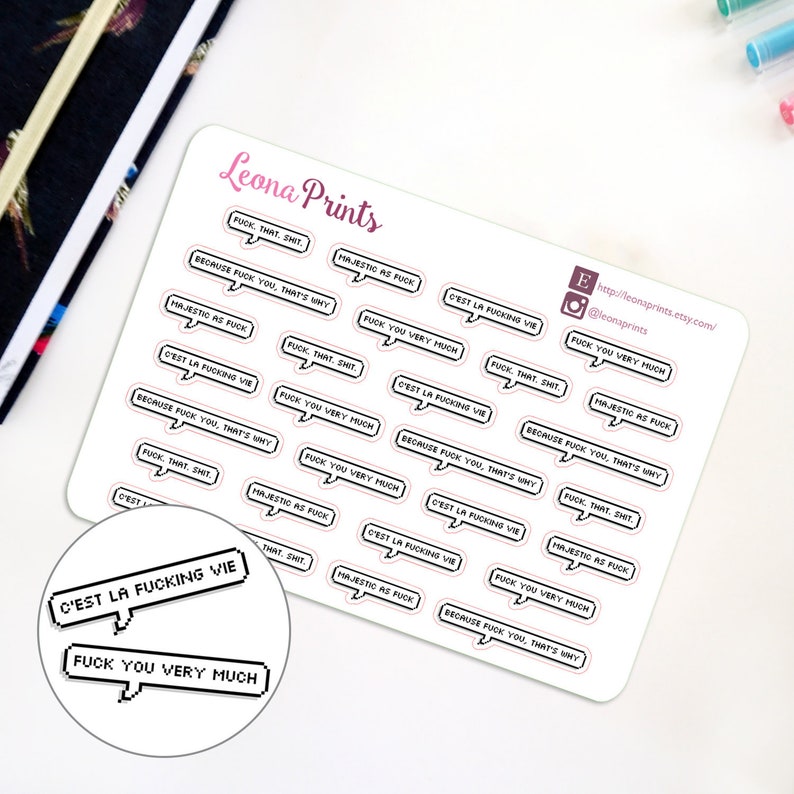 Fck It Quotes Planner Stickers Stationery for Erin Condren, Filofax, Kikki K and scrapbooking image 1