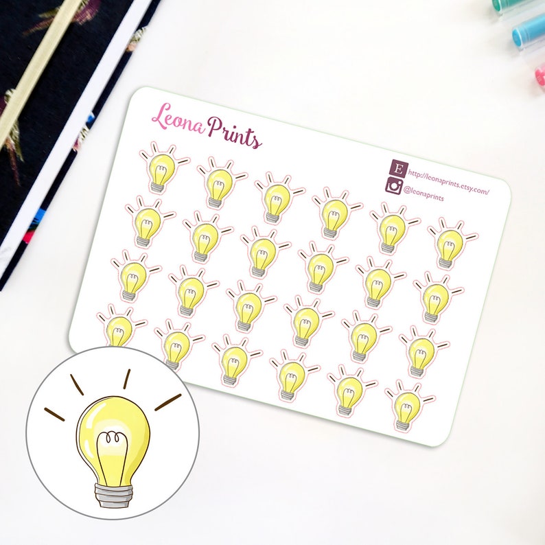 Lightbulb Planner Stickers Stationery for Erin Condren, Passion Planner, Kikki K and scrapbooking image 1