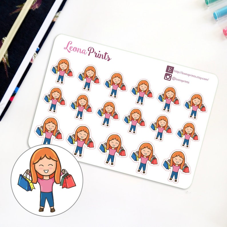 Leona Shopping Planner Stickers Stationery for Erin Condren, Passion Planner, Kikki K and scrapbooking image 1