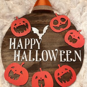 Jack-o-lantern Happy Halloween Wooden Door Sign