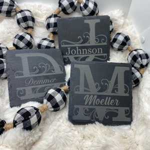 Custom Slate Coasters - Personalized Monogram or Name - Unique Gift for Any Occasion