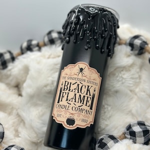 Vaso de Halloween personalizado con vela de llama negra