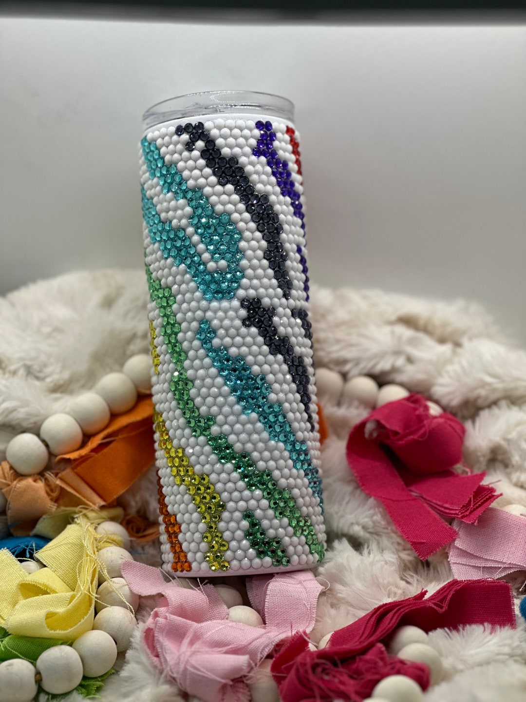 Zebra Rhinestones Rainbow Zebra Rhinestone Tumbler - Etsy