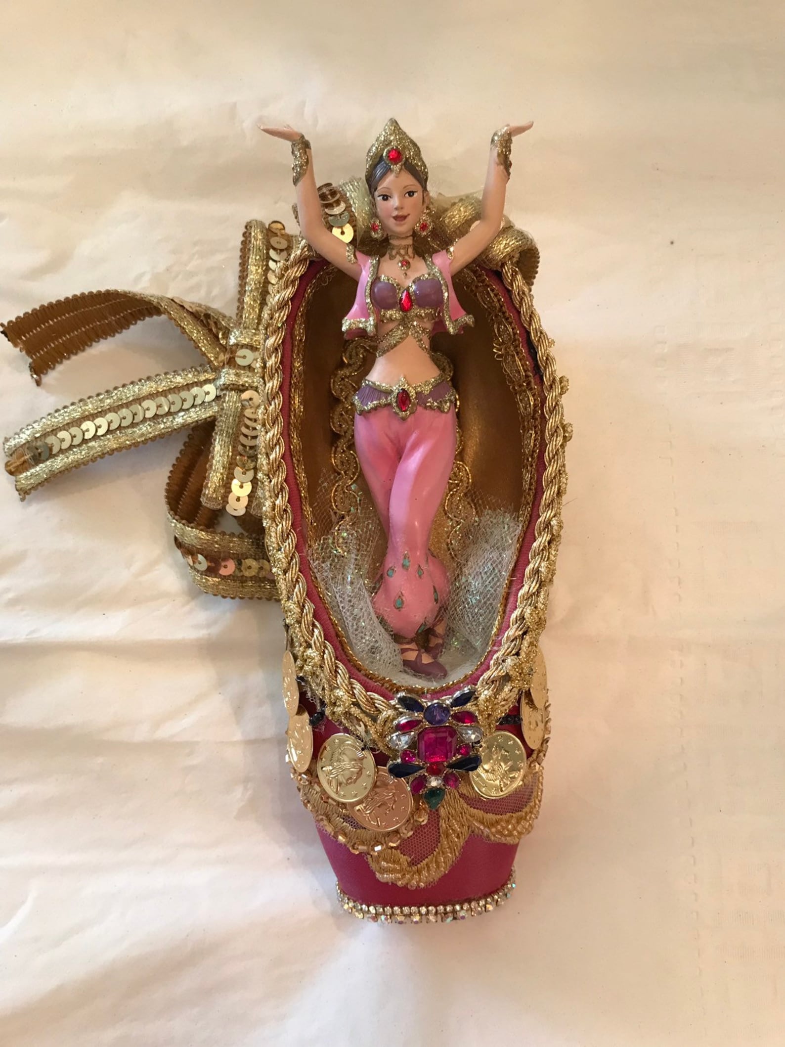 cusomized decorated pointe shoe for nutcracker and yagp or other ballet or theater performances etc..