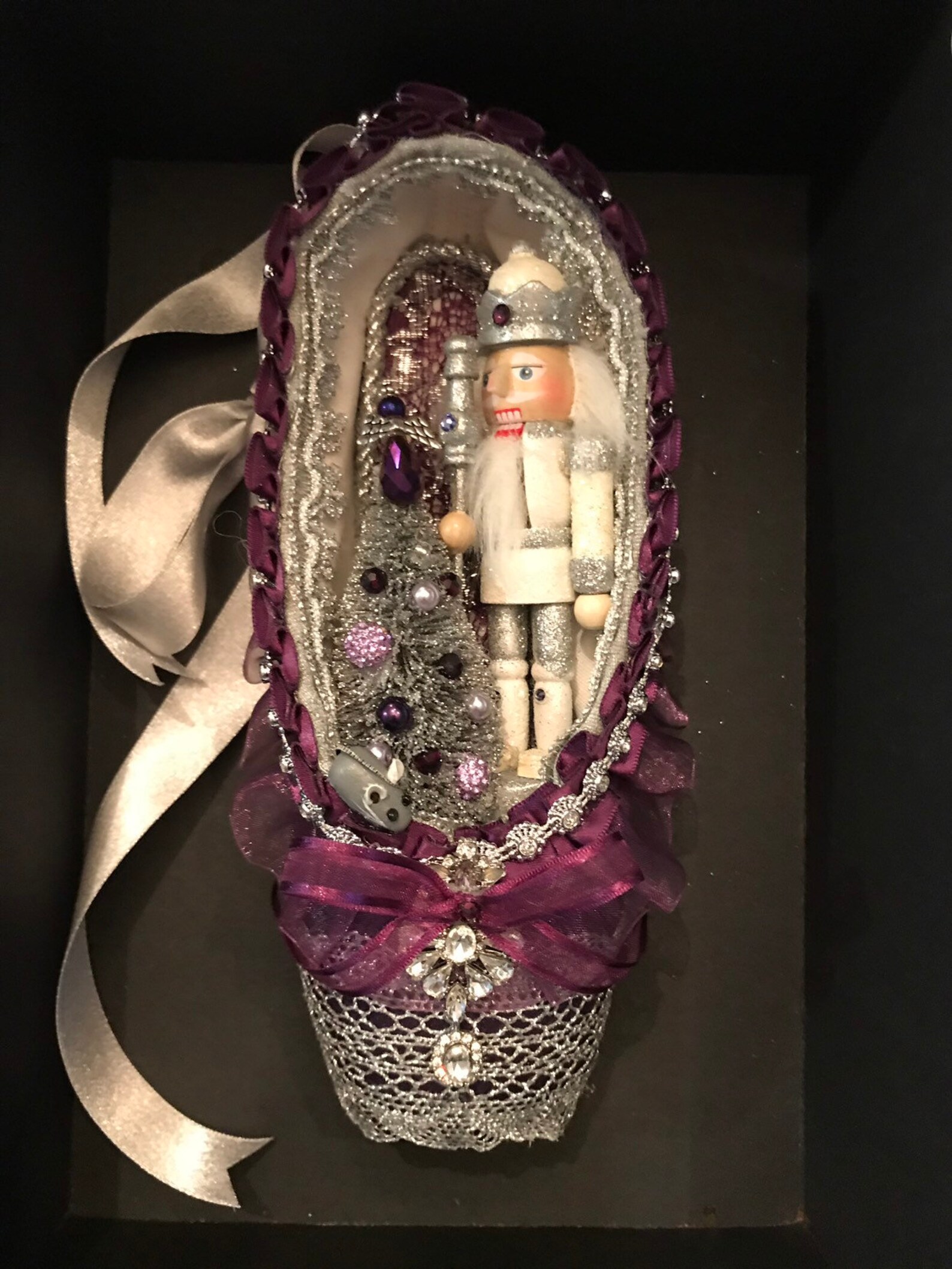 cusomized decorated pointe shoe for nutcracker and yagp or other ballet or theater performances etc..