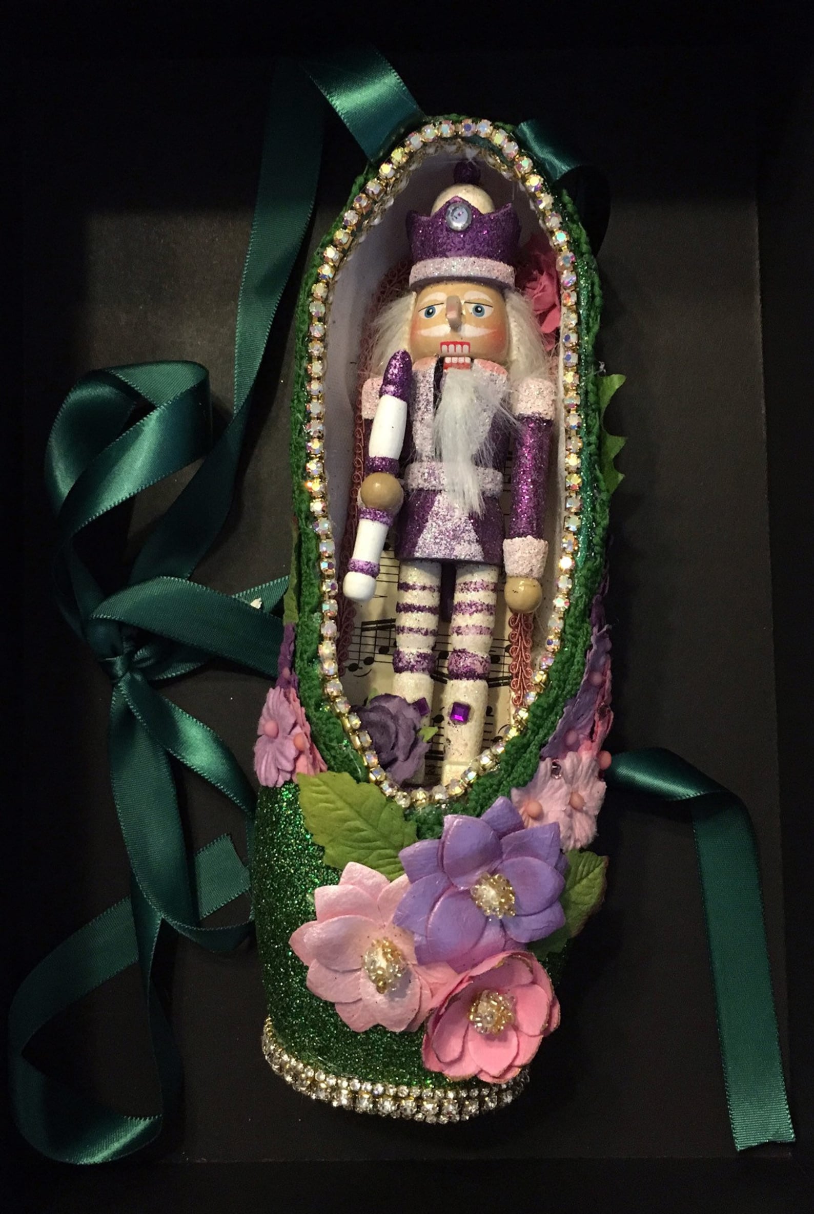 cusomized decorated pointe shoe for nutcracker and yagp or other ballet or theater performances etc..
