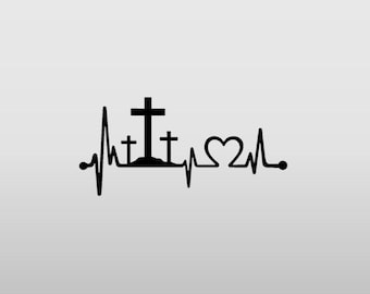 Cross Heartbeat Decal