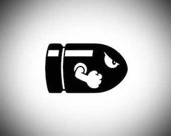 May include: Black and white cartoon image of a bullet with a face and a flexing arm. The bullet has a cylindrical base and a rounded tip, with an angry expression. The arm is white, and the rest of the bullet is black.