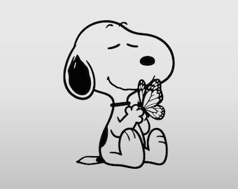 Snoopy and Butterfly Decal