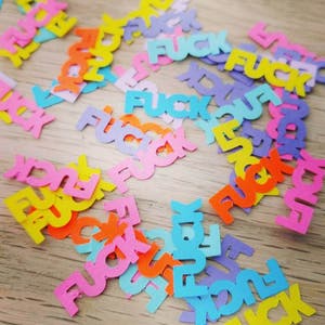 Swear word confetti - f*ck - 50 pieces - rainbow colours